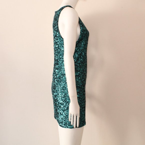 Alice & Olivia Sequin Turquoise Dress Size Medium NWT - Picture 4 of 9